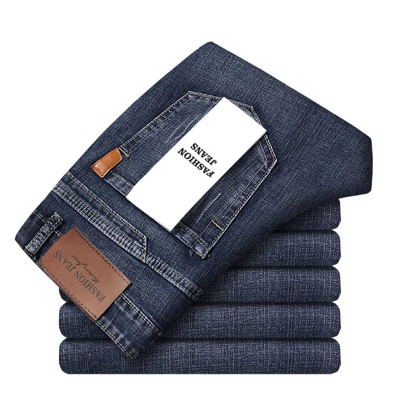 Wthinlee 8 Models Spring Autumn Business Jeans Men Casual Straight Stretch Fashion Classic Work Denim Trousers Brand Clothing