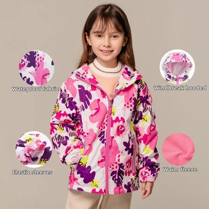 Dubbped Girl Polar Fleece Waterproof Jacket Spring Autumn Children Coats Sport Casual Kids Jackets Double-deck Windproof Jackets