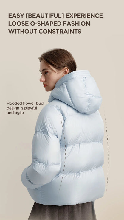 Semir Down Jacket Women Solid Color Loose Versatile 2025 Winter New Waterproof Oil-proof Stain-proof Hooded Coat Down Jacket
