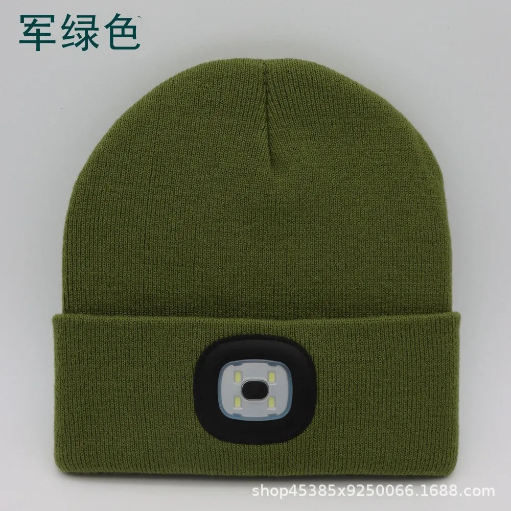 For Woman Cap Night Running Fishing Riding Sports Teenager Beanies Winter Men Beanie Hat with LED Light Rechargeable Knitted Hat