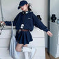 Girls Autumn Casual Outfit Set Two-Piece Long-Sleeve Top + Short Skirt Set Children's  Clothing Set Suitable for Girls Aged 7-17