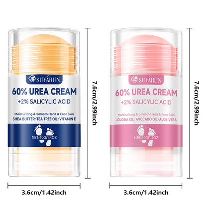 SUYARUN 60% Urea Foot Cream Stick - Moisturizing & Exfoliating, Cracked Heel Repair, Deep Hydration for Dry Feet, Long Protectio
