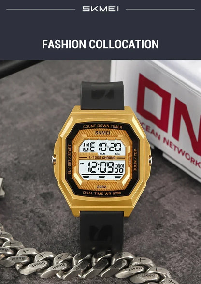 SKMEI 2282 Watches For Men Women 5Bar Waterproof Stopwatch Countdown Wristwatches Reloj Hombre Fashion Digital Sport Electronic