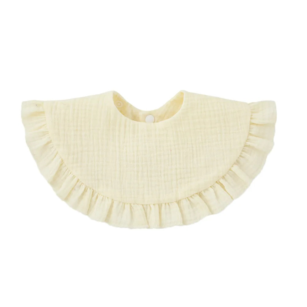 Baby Gauze Feeding Drool Bib Ruffle Solid Infants Saliva Towel Soft Cotton Burp Cloth For Toddler Kids Bibs Korean Style New