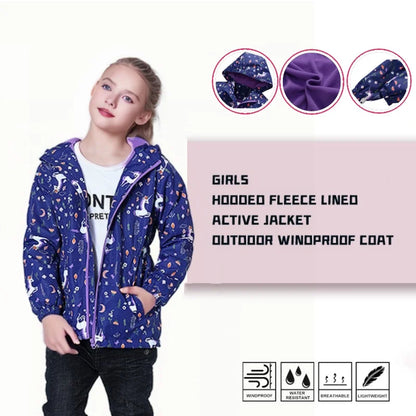 Dubbped Girl Polar Fleece Waterproof Jacket Spring Autumn Children Coats Sport Casual Kids Jackets Double-deck Windproof Jackets