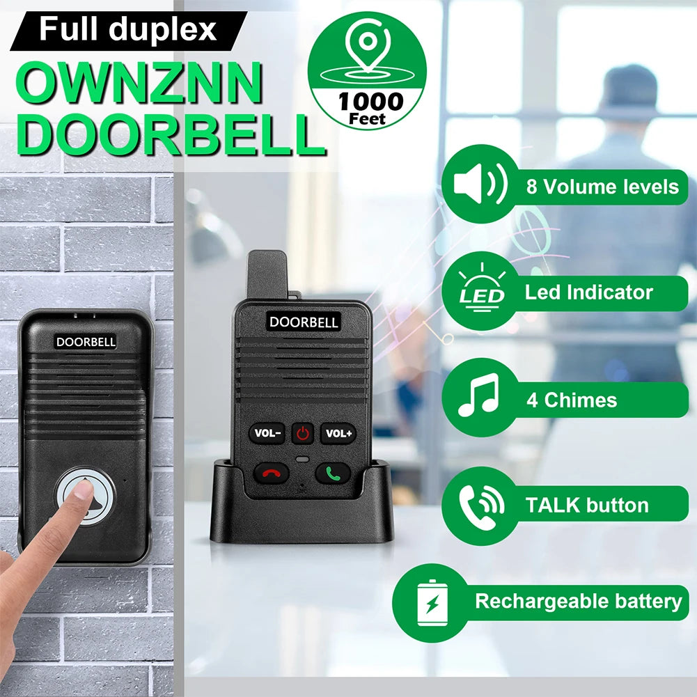 Wireless Voice Duplex Intercom Doorbell 500M Apartment Room Intercom Intercom System Doorbell for House Home Factory Office