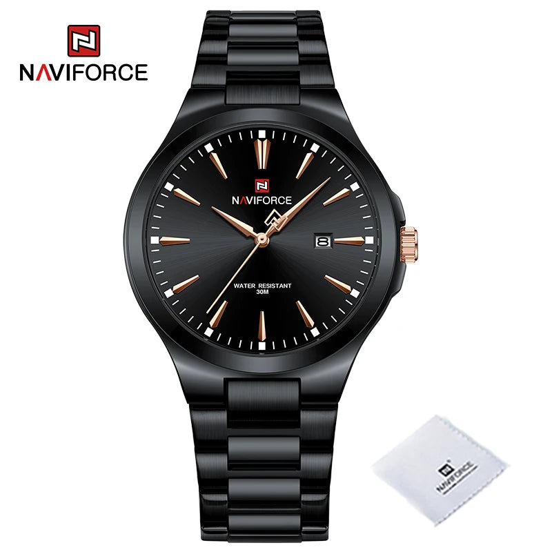 NAVIFORCE Trend Watch for Men Casual Date Display Waterproof Quartz Military Stainless Steel Strap Man Watches Relogio Masculino