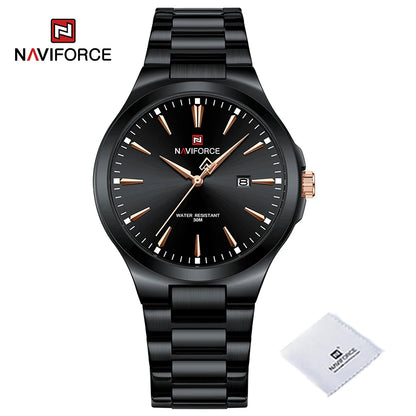 NAVIFORCE Trend Watch for Men Casual Date Display Waterproof Quartz Military Stainless Steel Strap Man Watches Relogio Masculino