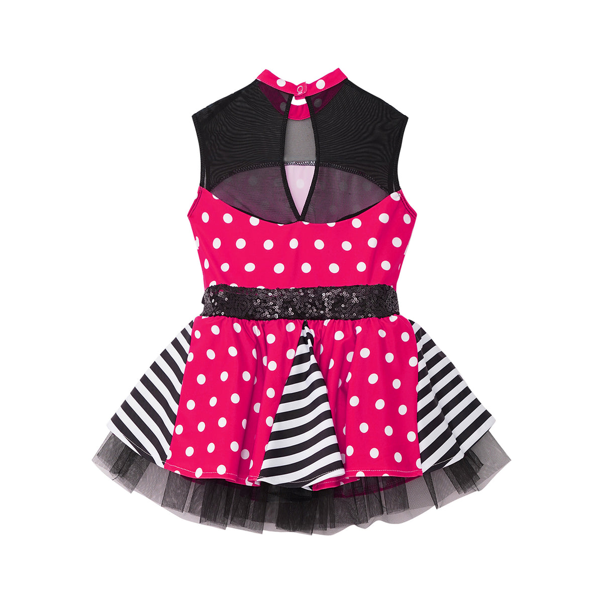 Girls Jazz Latin Ballet Dance Dress Polka Dots Print Mesh Sequin Bowknot Tutu Dress Birthdays Party Wedding Flower Girl Dresses
