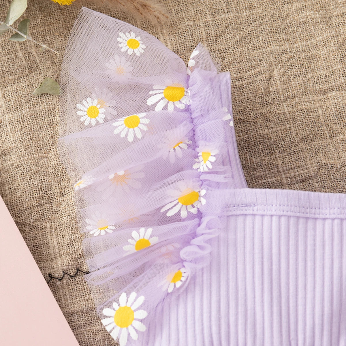 Baby Girl Dress Fashion Daisy Print Mesh Princess Dress Soft Comfortable Baby Outing Dress Girl Pink Birthday Gift