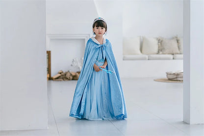 Elsa Cosplay Costume Kids Layers Deluxe Ball Gown Princess Dresses Aurora Christmas Wedding Evening Dress Girls Princess Dresses