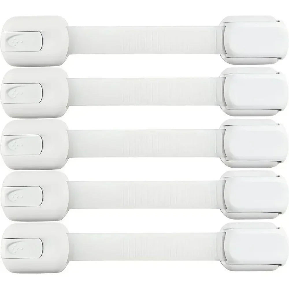 5/10pc Child Safety Strap Locks Baby Locks for Cabinets and Drawers Adhesive Pads Toilet Fridge & More No Installation Required
