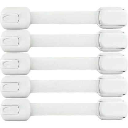 5/10pc Child Safety Strap Locks Baby Locks for Cabinets and Drawers Adhesive Pads Toilet Fridge & More No Installation Required