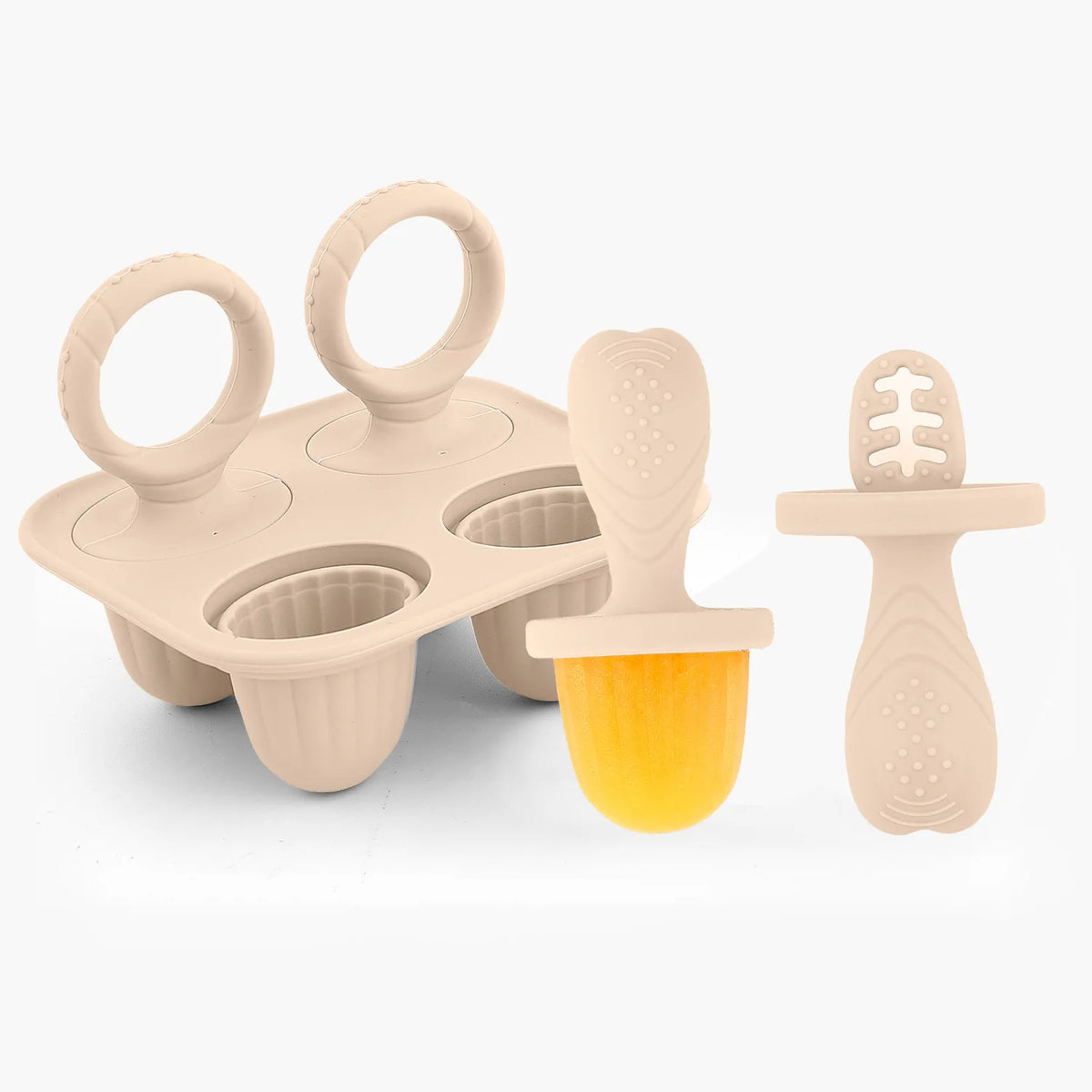 Baby Fruit and Vegetable Mold Silicone Hand Ring Popsicle Mold Baby Teething Teether Ice Cream Mold Baby Food Storage Container