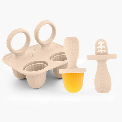 Baby Fruit and Vegetable Mold Silicone Hand Ring Popsicle Mold Baby Teething Teether Ice Cream Mold Baby Food Storage Container