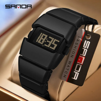 SANDA 9504 Retro Electronic Watch 5ATM Waterproof Night Light Display Snooze Alarm Clock Stopwatch Men's and Women's Watches2026