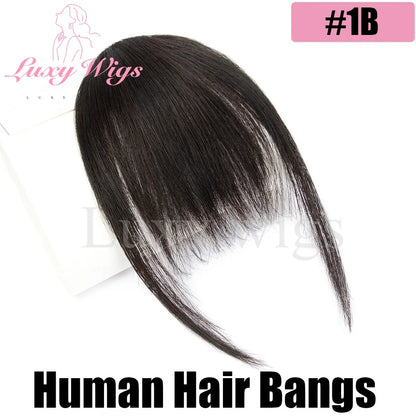 Blonde Human Hair Clip in Bangs Fringe with Temples Wispy Bangs French Bangs for Women Black Brown Gray Hair Bangs Daily Use