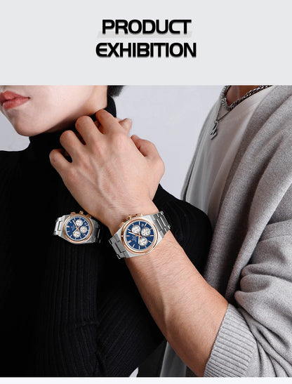 Top Brand NAVIFORCE Men and Women Quartz Chronograph Watch Stainless Band Stylish 24 Hours Date Display Couple Wristwatches 2024