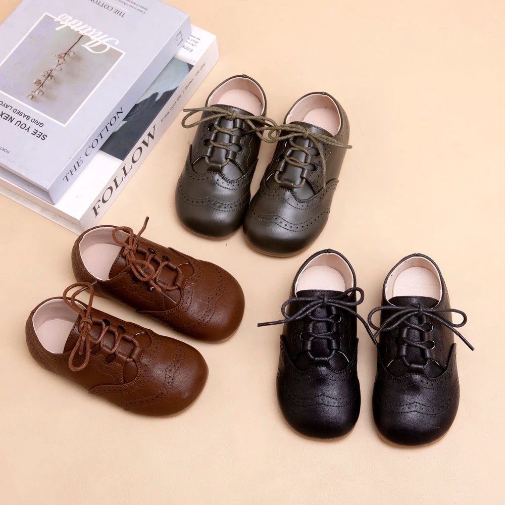 Ali Plus Kids Shoes Children Leather Flats Baby Girls Sole Brogue Performance Shoes Boys Party Mary Jane Toddler Slip On Oxfords