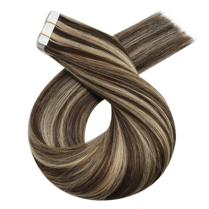 Moresoo Blonde Tape in Hair Extensions Human Hair Natural Straight Seamless Invisible Tape Remy Brazilian Hair for Beauty