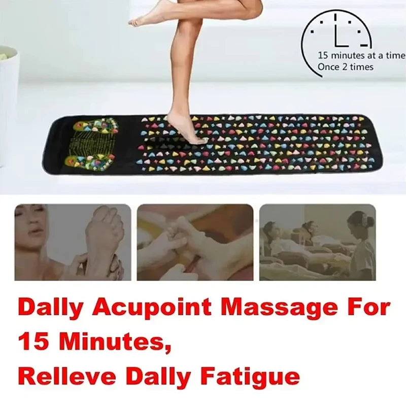 Foot Massage Mat Reflexology Walk Stone Road Acupressure Acupoint Mat For Long Sitting, Elderly & Students
