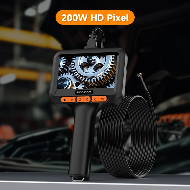 Handheld Endoscope HD 8MM Camera Industria Borescope 4.3‘’ IPS Screen 2-100M Rigid Cable IP67 Waterproof Adjustable Length