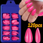 120Pcs Red Short Square Fake Nails Summer Glossy Full Cover Press on Nailtip Acrylic False Fingertip for Women Mother's Day Gift