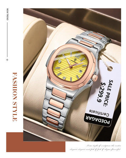 POEDAGAR Luxury Watch For Woman Square Ladies Quartz Watch Luminous Waterproof Date Women's Watches Dress Female Clock reloj+box