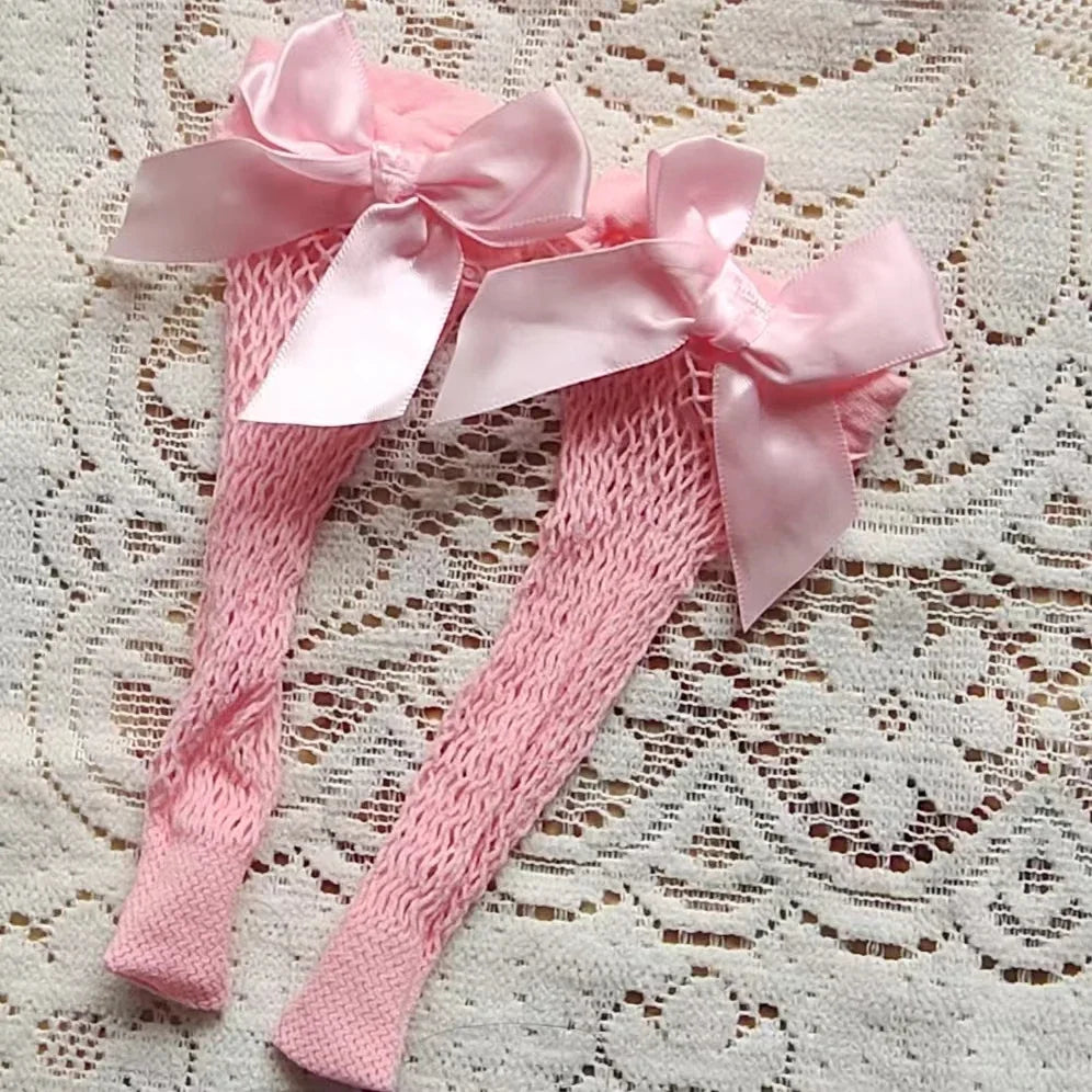 Baby Ankle High Lace Fishnet Vintage Short Socks Girl's Mesh Bow Fishnet Stockings Cute White Black Fashion Parent Child Socks