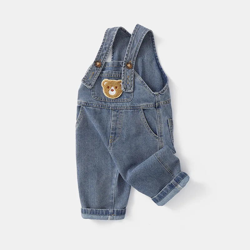2024 Fashion Spring Autumn Kids Jumpsuit Boys Girls Cartoon Denim Bib Pants Children Trousers Fashion Toddler Casual 0-5Y