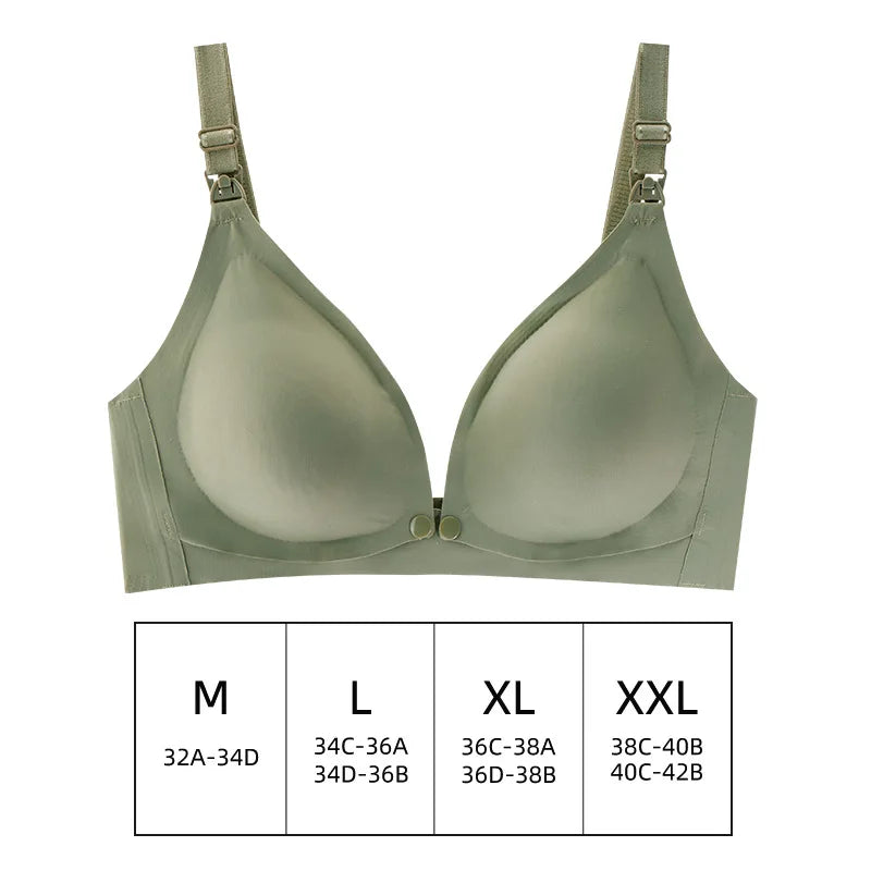 Pregnant Women Front Open Buckle Feeding Bra Solid Color Maternity Nursing Bra with Removable Pads