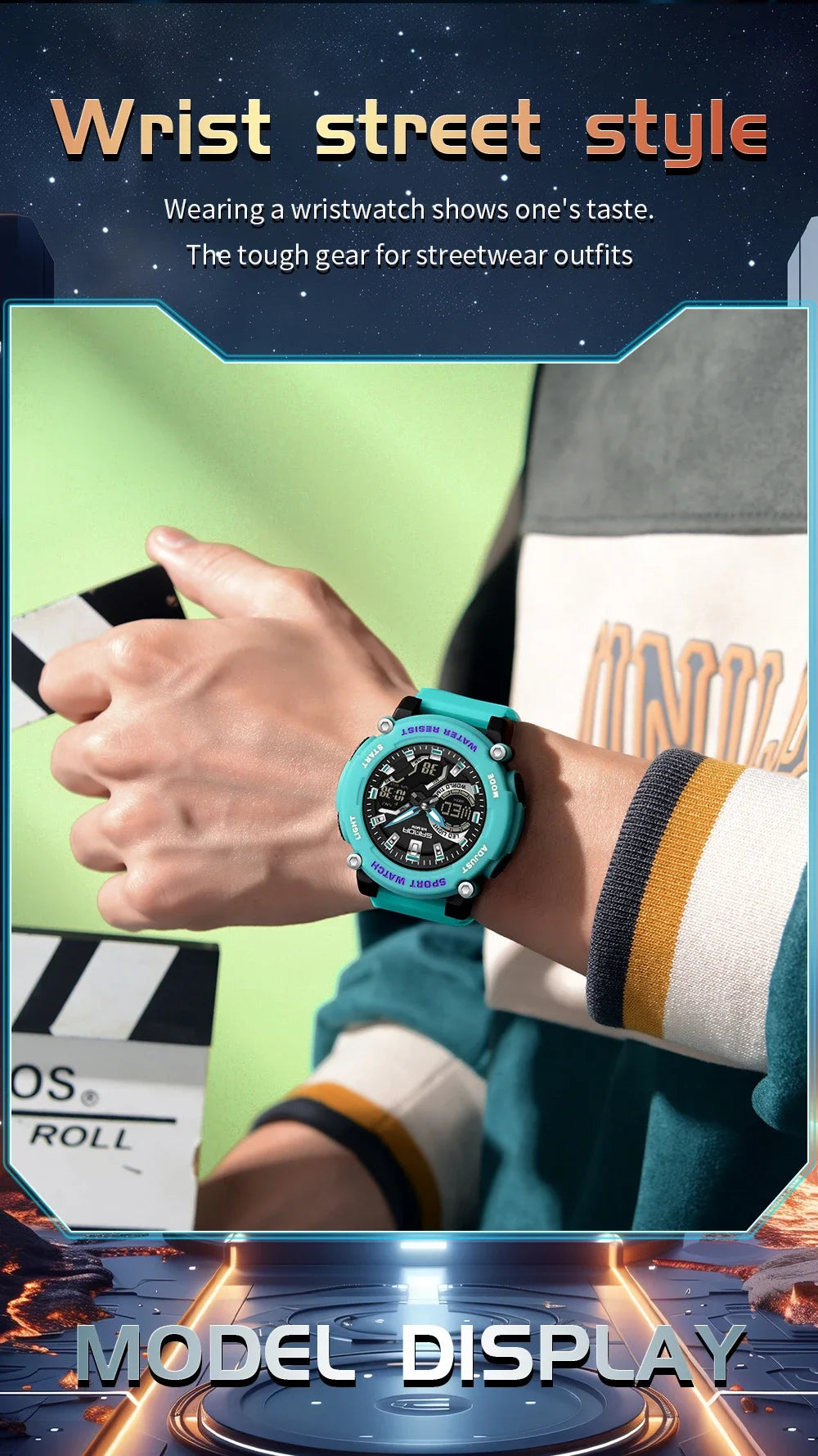 SANDA Outdoor Men's Electronic Wristwatch Large Dial Multifunctional Waterproof Luminous Alarm Military Sports Watch