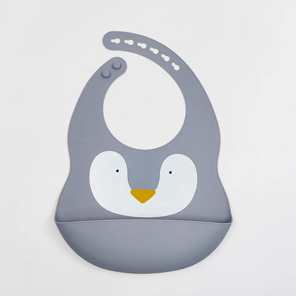 Customize Cartoon Animal Silicone Baby Bib with Name & Pattern Food-Grade Solid Feeding Bib DZ31