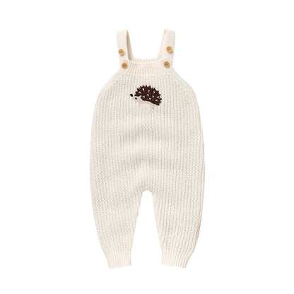 Baby Girls Boys Rompers Cute Hedgehog Knitted Newborn Sleeveless Sunsuits Jumpsuits 0-18m Infant Unisex Overalls Toddler Costume