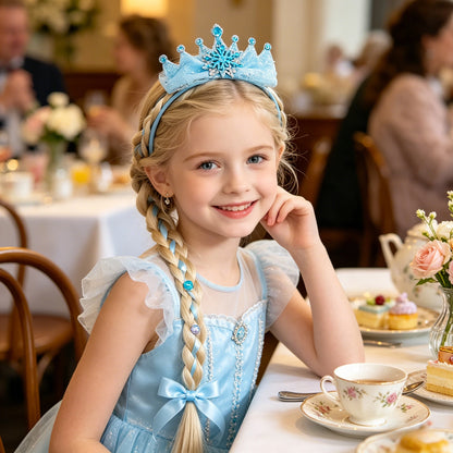 Girls Pink Blue Purple Flower Weaving Braid Headband Kids Princess Dress Up Hair Accessories Aurora Elsa Sofia Rapunzel Wig