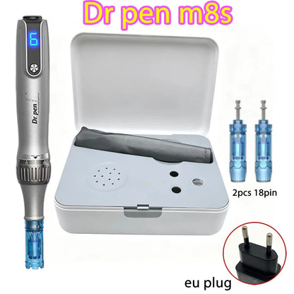 Dr Pen M8S Microneedling Pen Wireless Dermapen Beauty Machine with 2pcs Replacement Cartridges needle length 0.25mm