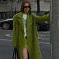 Women Olive Green Oversized Coat Notched Lapel Double Breasted Straight Outerwear Vintage Fall Winter Daily 2026 Office Outfit