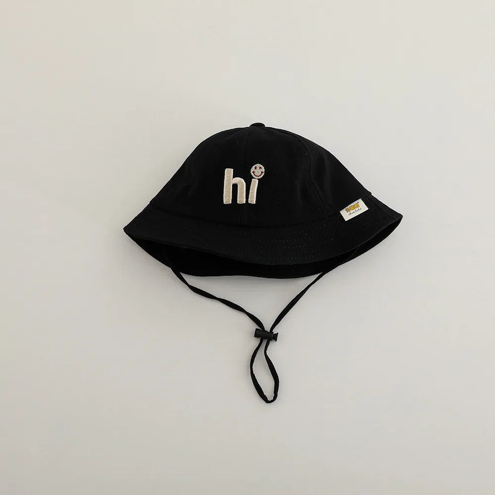 New Embroidered Letter Baby Bucket Hats Spring Sunhat Fishing Hat Sunshade Visor Boy Girl Outdoor Fashion Beach Cap For 6-24M
