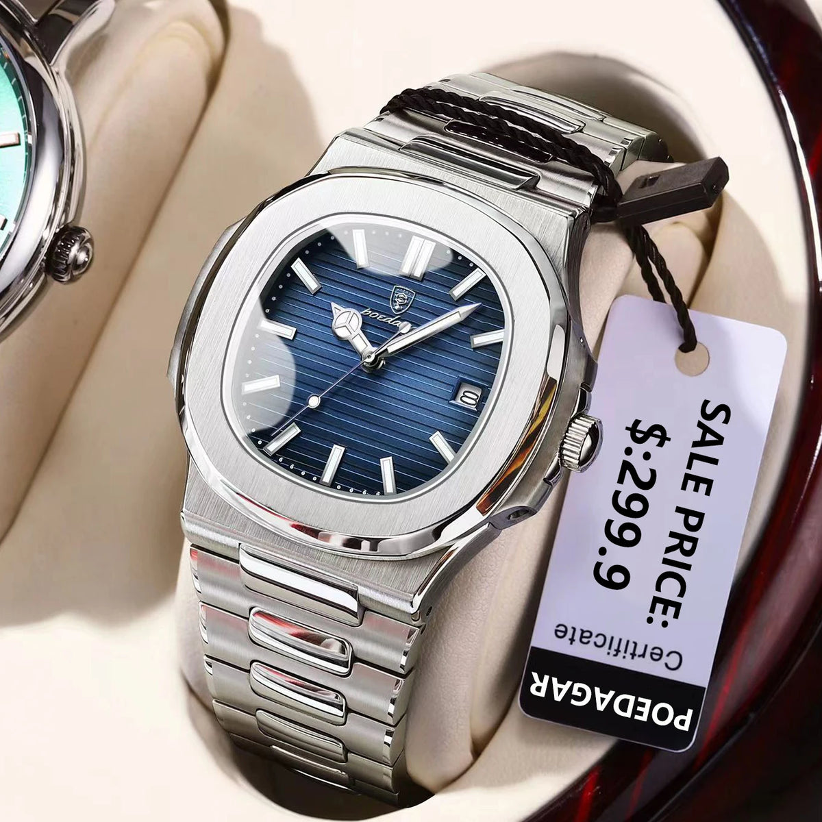 POEDAGAR Luxury Watch For Man Waterproof Luminous Date Men Wristwatch Square Stainless Steel Business Men's Quartz Watches Reloj