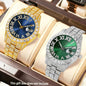 2-Piece Men's Luxury Watch Set - Classic Minimalist Large Dial Casual Versatile Quartz Watch Golden & Silvery Combination Set