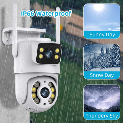 Hiseeu 4K 8MP Wifi Surveillance Camera Dual Lens 4X Digital Zoom AI Human Detect ONVIF Wireless Outdoor Security PTZ IP Cameras