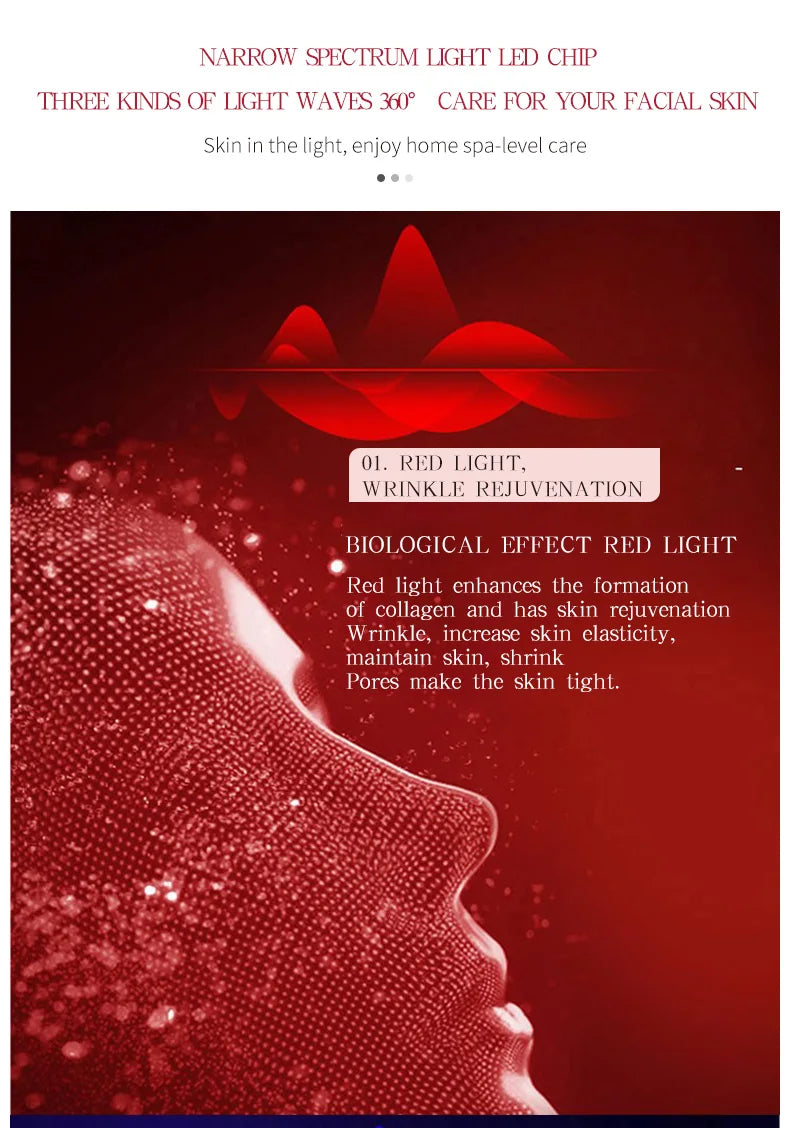 Led phototherapy facial skincare and beauty 7-color mask facial care anti-aging