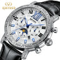 KINYUED Brand Luxury Men's Moon Phase Automatic Mechanical Watch Leather Strap Waterproof Week Date Casual Dress Wrist Watches