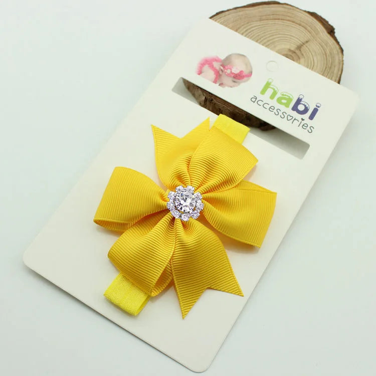 1 Piece Baby Headband Girl Bandage Ribbon Bowknot Infant Kids Hair Accessory Newborn Bow Crystal Toddler Band Headwear