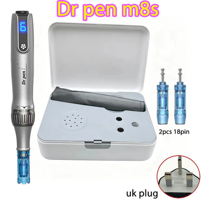 Dr Pen M8S Microneedling Pen Wireless Dermapen Beauty Machine with 2pcs Replacement Cartridges needle length 0.25mm