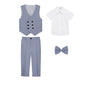 Teenager Kids Beige WaistCoat Shirt Pants Bowtie Tuxedo Dress Boys Vest Suit For Wedding Children Host Photograph Party Costume