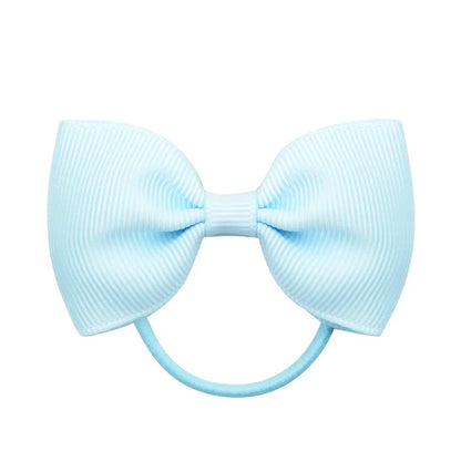 2.75 Inch Small Ribbon Bows With Elastic Hair Bands For Kids Girls Ponytail Solid Color Bowknot Hair Ropes Ties Hair Accessories