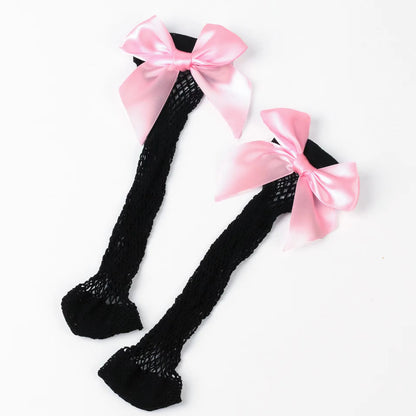 Baby Ankle High Lace Fishnet Vintage Short Socks Girl's Mesh Bow Fishnet Stockings Cute White Black Fashion Parent Child Socks