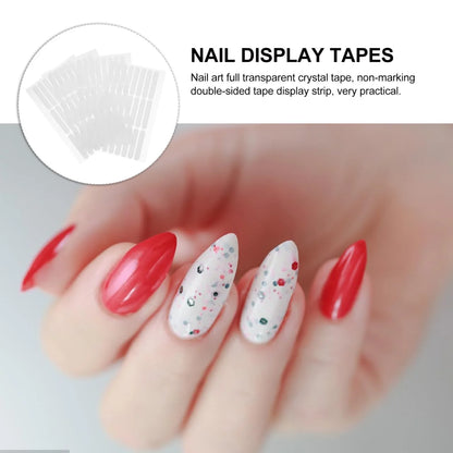 30Pcs Nail Art Adhesive Tape Double Sided Adhesive Transparent Nail Display Tape for Fingernails Decorative Beauty Stickers
