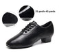 Children Latin Dance Shoes Boy Men Professional Leather Latin Shoes Black Soft Sole Kids Low-heeled Social Modern Dance Shoes